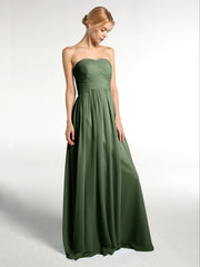 Robes Sans Bretelles Col en Cœur Mousseline Olive Verte Grande Taille