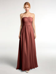 Robes Sans Bretelles Col en Cœur Mousseline terracotta Grande Taille
