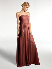 Robes Sans Bretelles Col en Cœur Mousseline terracotta Grande Taille