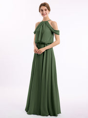 Licou Hors De l'Épaule Robe Avec Blouson Corsage Olive Verte Grande Taille