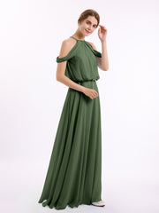 Licou Hors De l'Épaule Robe Avec Blouson Corsage Olive Verte Grande Taille