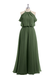 Licou Hors De l'Épaule Robe Avec Blouson Corsage Olive Verte Grande Taille