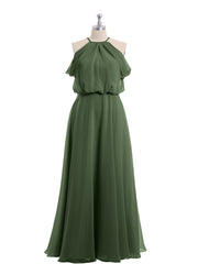 Licou Hors De l'Épaule Robe Avec Blouson Corsage Olive Verte