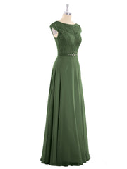 Mancherons Mousseline Robe avec Ceinture Olive Verte Grande Taille