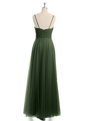 Sapghetti Bretelle Longue Tulle Robe Avec Cœur Olive Verte Grande Taille