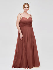 Sapghetti Bretelle Longue Tulle Robe Avec Cœur terracotta Grande Taille