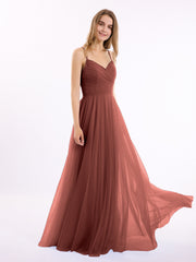 Sapghetti Bretelle Longue Tulle Robe Avec Cœur terracotta