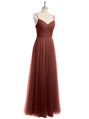 Sapghetti Bretelle Longue Tulle Robe Avec Cœur terracotta