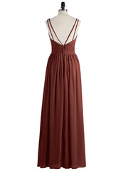 Robe avec Bretelle Double Perlée Mousseline avec Col en V terracotta Grande Taille