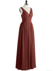 Robe avec Bretelle Double Perlée Mousseline avec Col en V terracotta Grande Taille