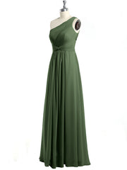 Une Épaule Robes Avec Corsage Plissé Olive Verte Grande Taille