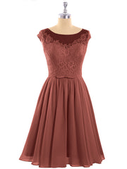 Mousseline et Dentelle Courte Robe de Demoiselle d'Honneur terracotta Grande Taille