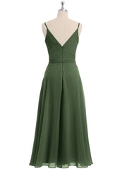 Spaghetti Bretelle Longueur De Mollet Robe Avec Ceinture Nœud Olive Verte Grande Taille
