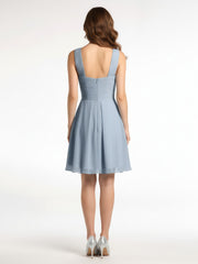 Devant Croisé Taille Empire Robe Demoiselle d'honneur Courte Bleu Poudré