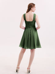 Devant Croisé Taille Empire Robe Demoiselle d'honneur Courte Olive Verte Grande Taille
