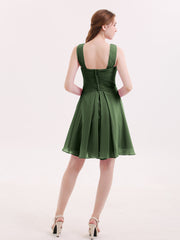 Devant Croisé Taille Empire Robe Demoiselle d'honneur Courte Olive Verte