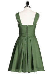 Devant Croisé Taille Empire Robe Demoiselle d'honneur Courte Olive Verte