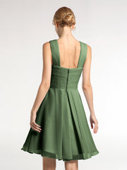 Devant Croisé Taille Empire Robe Demoiselle d'honneur Courte Olive Verte Grande Taille