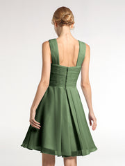 Devant Croisé Taille Empire Robe Demoiselle d'honneur Courte Olive Verte