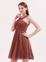 Devant Croisé Taille Empire Robe Demoiselle d'honneur Courte terracotta