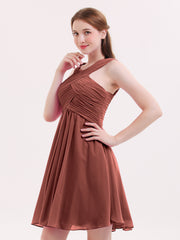 Devant Croisé Taille Empire Robe Demoiselle d'honneur Courte terracotta Grande Taille