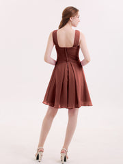 Devant Croisé Taille Empire Robe Demoiselle d'honneur Courte terracotta Grande Taille