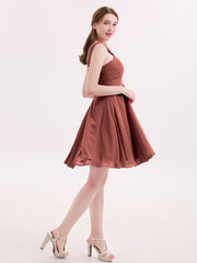 Devant Croisé Taille Empire Robe Demoiselle d'honneur Courte terracotta