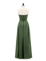 Sans Bretelles Robe Demoiselle d'honneur avec Col en Cœur Olive Verte Grande Taille