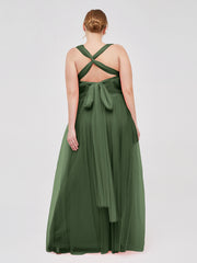 Convertible Dos Longueur Au Sol Tulle Robes Olive Verte Grande Taille