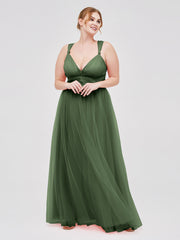Convertible Dos Longueur Au Sol Tulle Robes Olive Verte Grande Taille