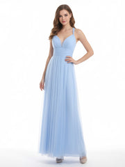 Convertible Dos Longueur Au Sol Tulle Robes Bleu Ciel