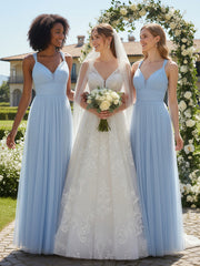 Convertible Dos Longueur Au Sol Tulle Robes Bleu Ciel
