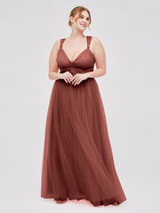 Convertible Dos Longueur Au Sol Tulle Robes terracotta Grande Taille