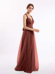 Convertible Dos Longueur Au Sol Tulle Robes terracotta