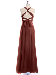 Convertible Dos Longueur Au Sol Tulle Robes terracotta Grande Taille