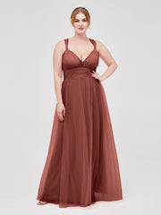 Convertible Dos Longueur Au Sol Tulle Robes terracotta Grande Taille