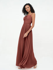 Robes Maxi en Mousseline à Encolure Carrée avec Poches terracotta Grande Taille