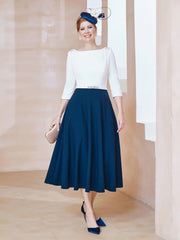 Éblouissantes en Strass: Robe à Col en Scoop Bleu Marine Clair