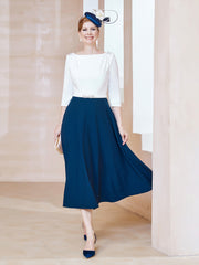 Éblouissantes en Strass: Robe à Col en Scoop Bleu Marine Clair Grande Taille
