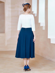 Éblouissantes en Strass: Robe à Col en Scoop Bleu Marine Clair Grande Taille