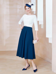 Éblouissantes en Strass: Robe à Col en Scoop Bleu Marine Clair