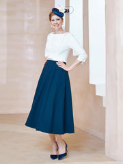 Éblouissantes en Strass: Robe à Col en Scoop Bleu Marine Clair