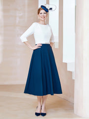 Éblouissantes en Strass: Robe à Col en Scoop Bleu Marine Clair