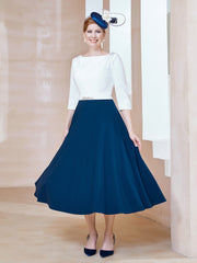 Éblouissantes en Strass: Robe à Col en Scoop Bleu Marine Clair Grande Taille