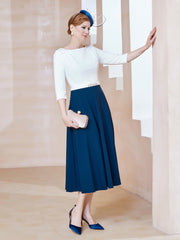 Éblouissantes en Strass: Robe à Col en Scoop Bleu Marine Clair