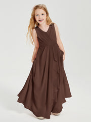 Boho Robes de Demoiselle d'Honneur Longues en Mousseline Chocolat