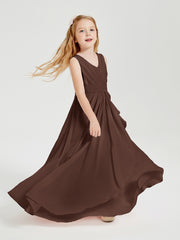 Boho Robes de Demoiselle d'Honneur Longues en Mousseline Chocolat