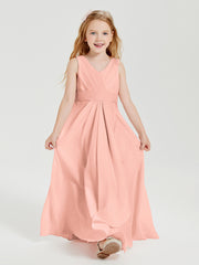 Boho Robes de Demoiselle d'Honneur Longues en Mousseline Corail