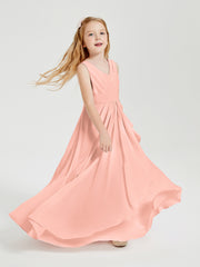 Boho Robes de Demoiselle d'Honneur Longues en Mousseline Corail