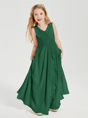Boho Robes de Demoiselle d'Honneur Longues en Mousseline Vert Foncé
